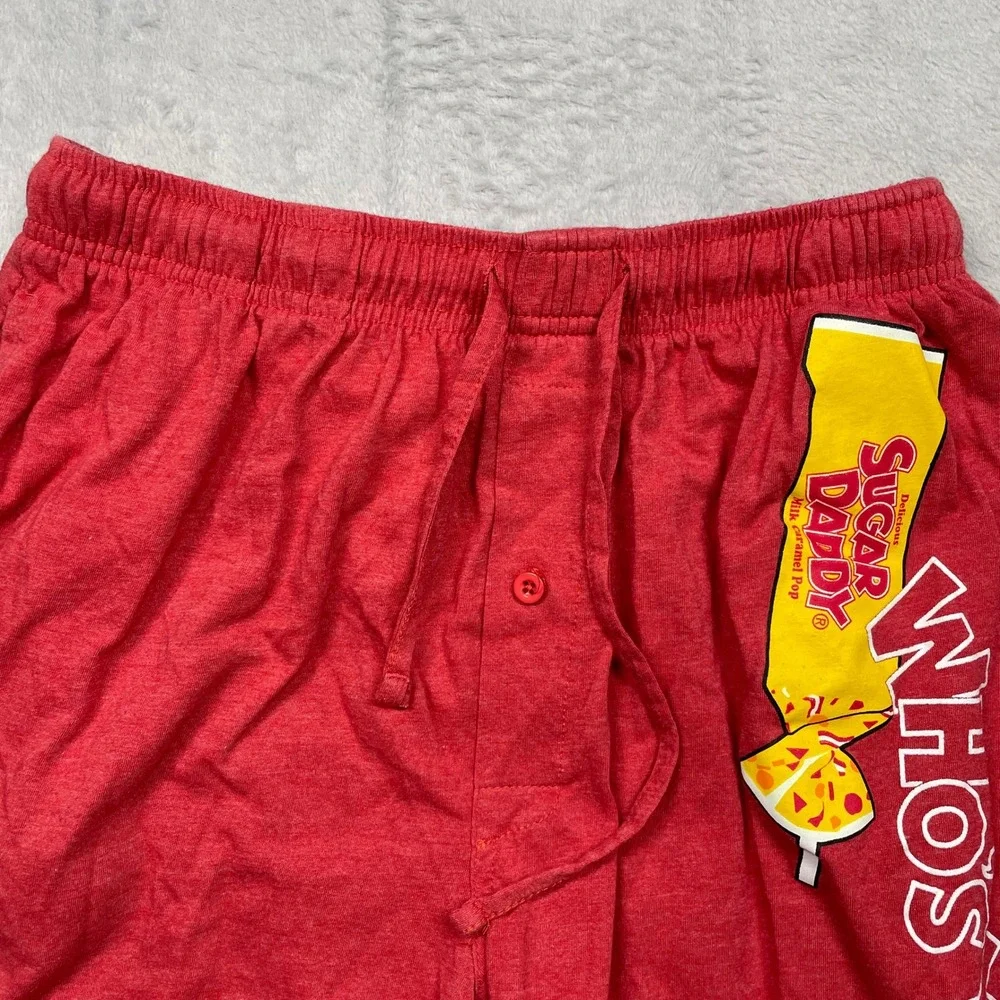 Sugar Daddy Pajama Shorts Men Medium Red Whos Your Daddy Candy Graphic Lounge